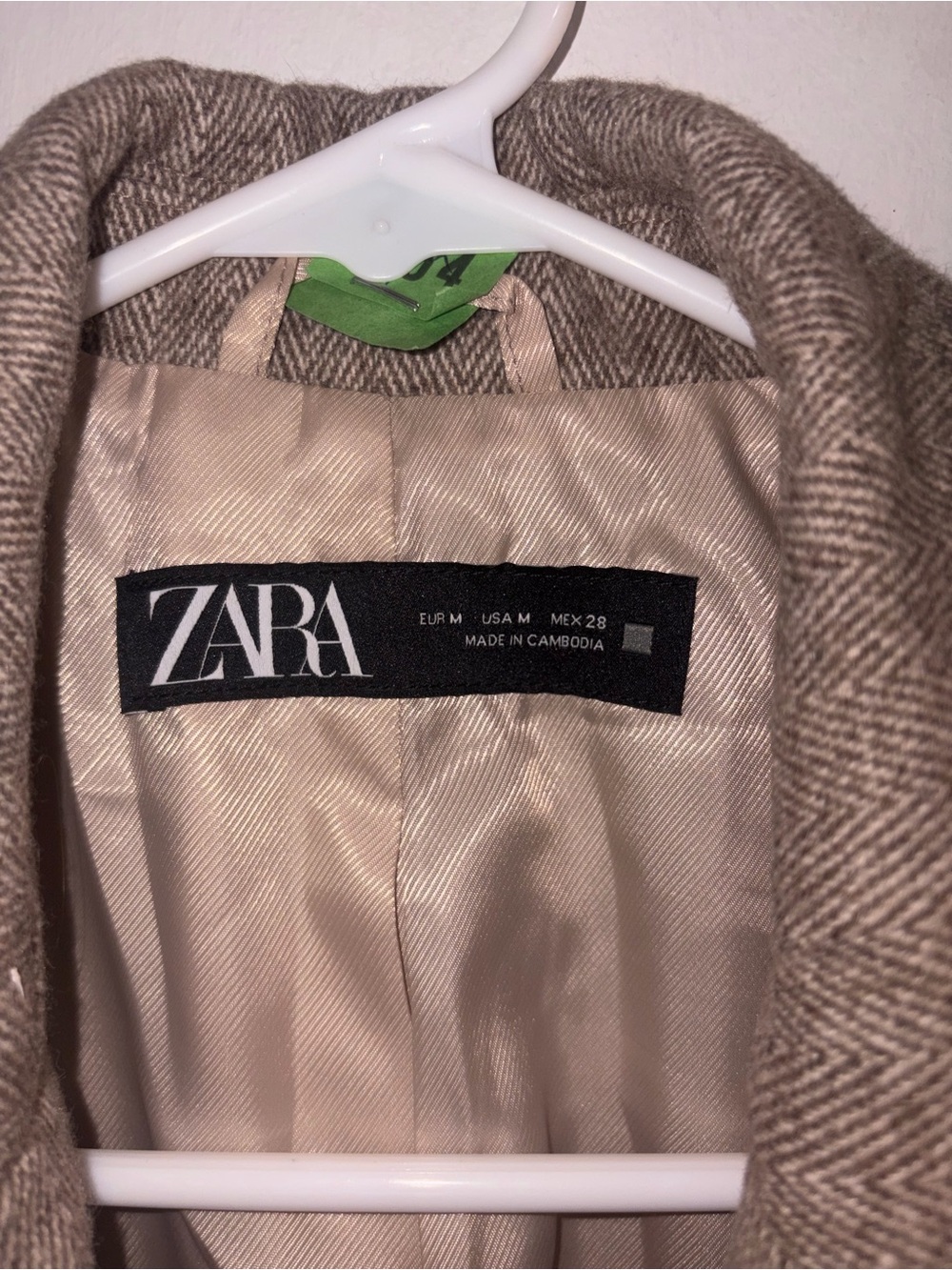 Zara Women's Beige/Tan Herringbone Blazer
